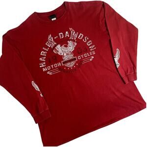 Vtg Harley Davidson Tee Mens 2XL Red Biker Alamo City San Antonio USA